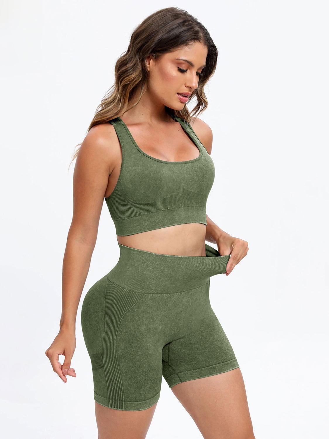 Scoop Neck Wide Strap Top and Shorts Active Set - Clothes For Her Online Store