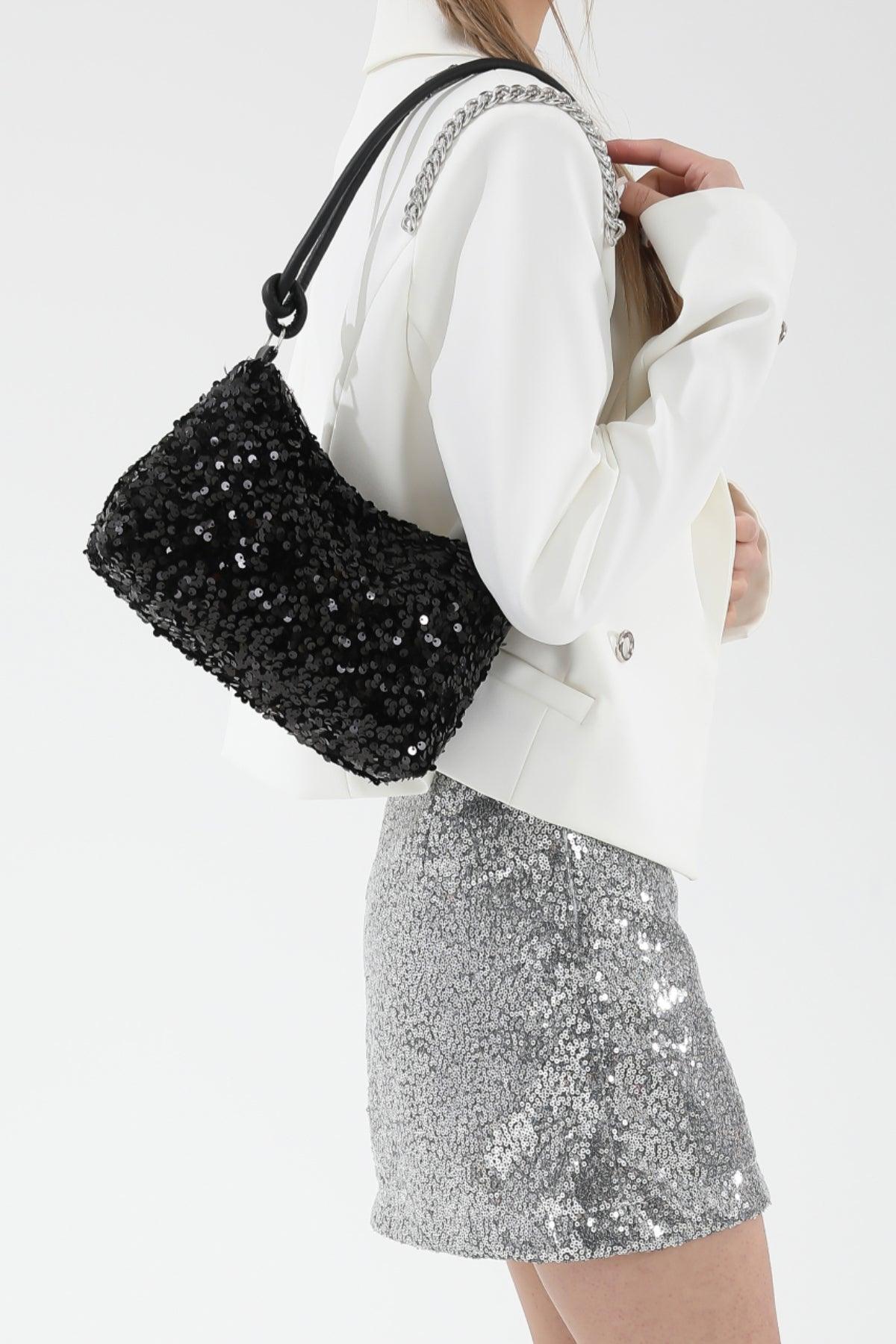 Sequin Double Strap Shoulder Bag - Clothes For Her Online Store