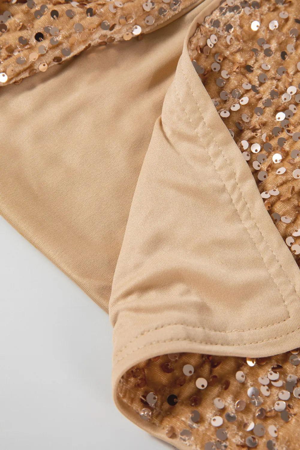 Sequin Open Front Long Sleeve Jacket - Clothes For Her Online Store