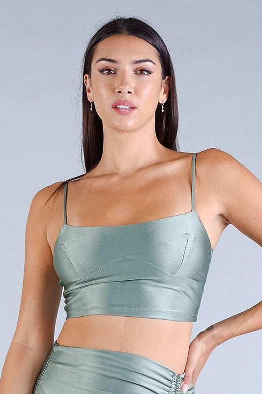 Sexy Spaghetti Strap Darted Under Bust Crop Top - Clothes For Her Online Store