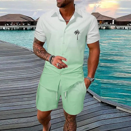 Summer Beach Party Men's Casual Outdoor Beach Shorts Set