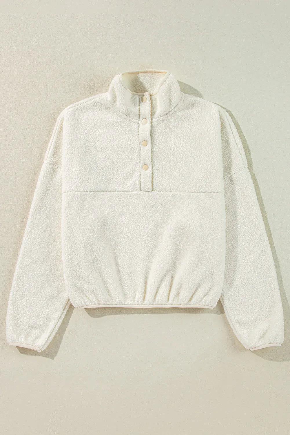 Sherpa Half Snap Long Sleeve Jacket - Clothes For Her Online Store