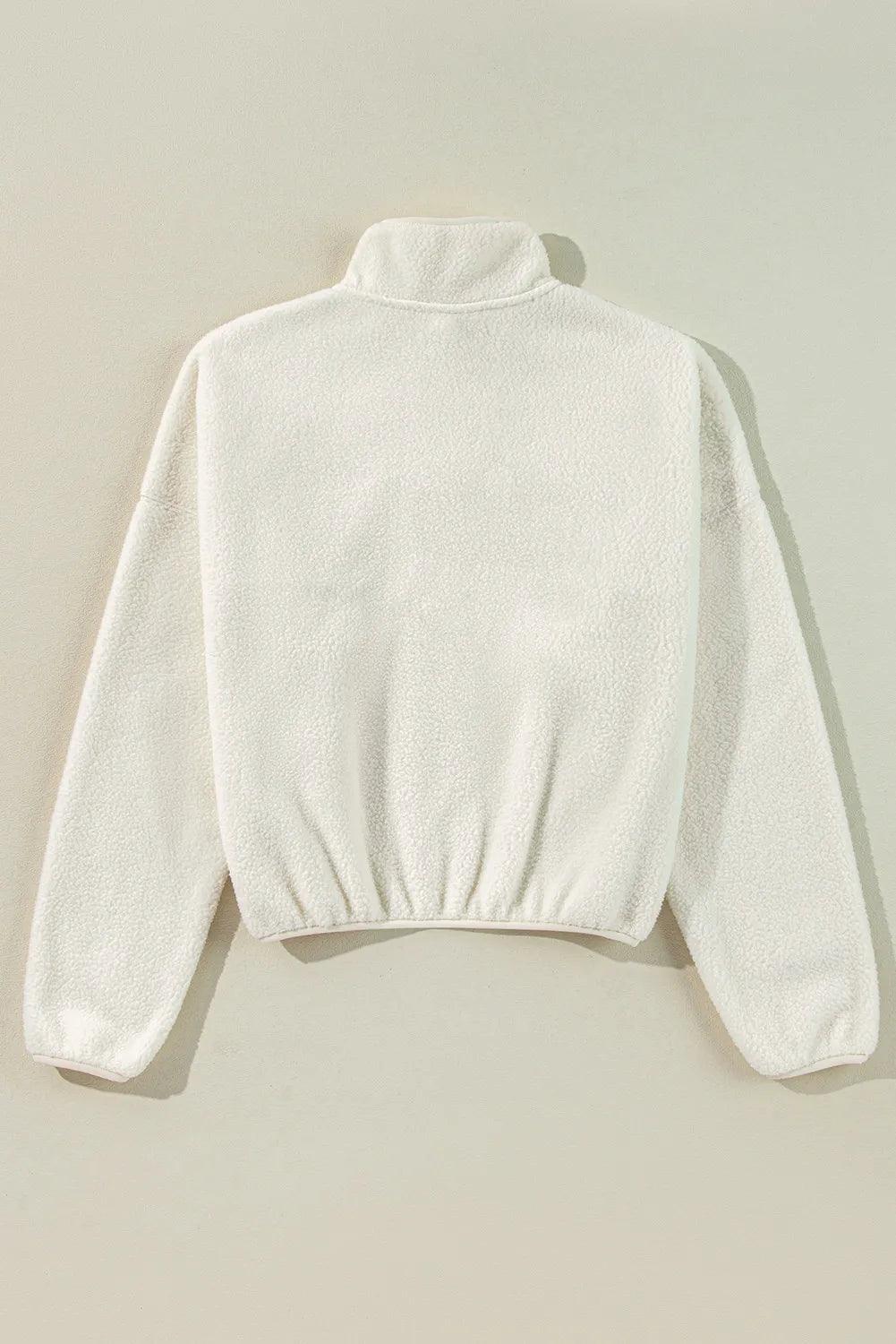 Sherpa Half Snap Long Sleeve Jacket - Clothes For Her Online Store