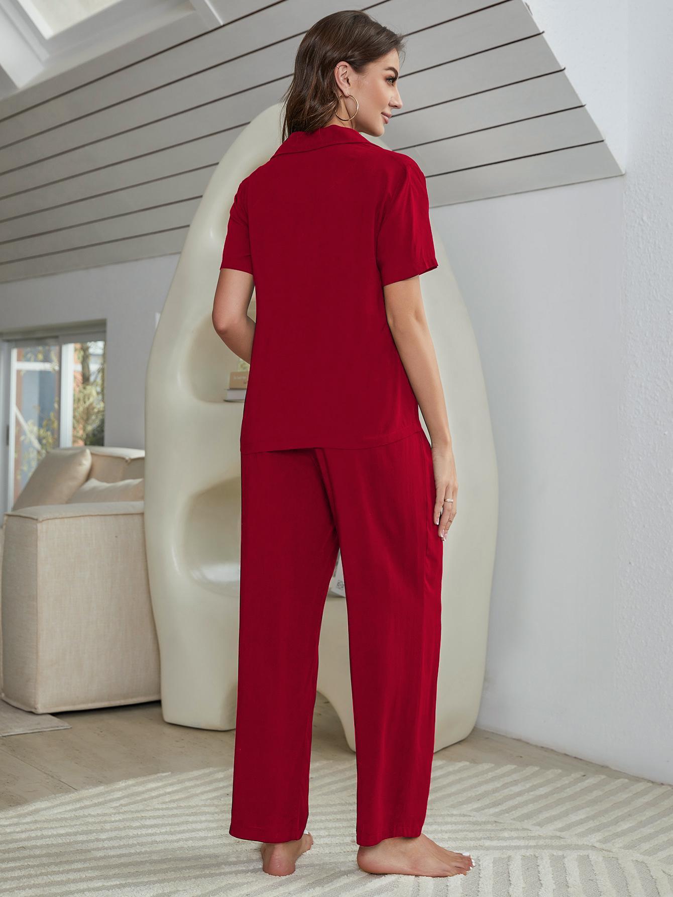 Short Sleeve Shirt, Bralette, and Pants Lounge Set - Clothes For Her Online Store
