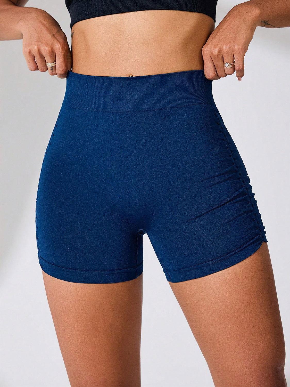 Side Ruched High Rise Active Shorts - Clothes For Her Online Store