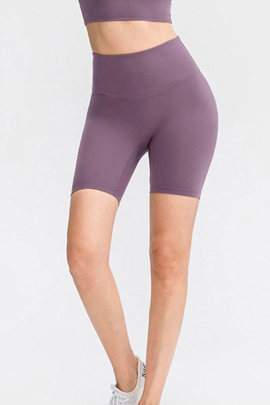 Slim Fit Wide Waistband Sports Shorts - Clothes For Her Online Store