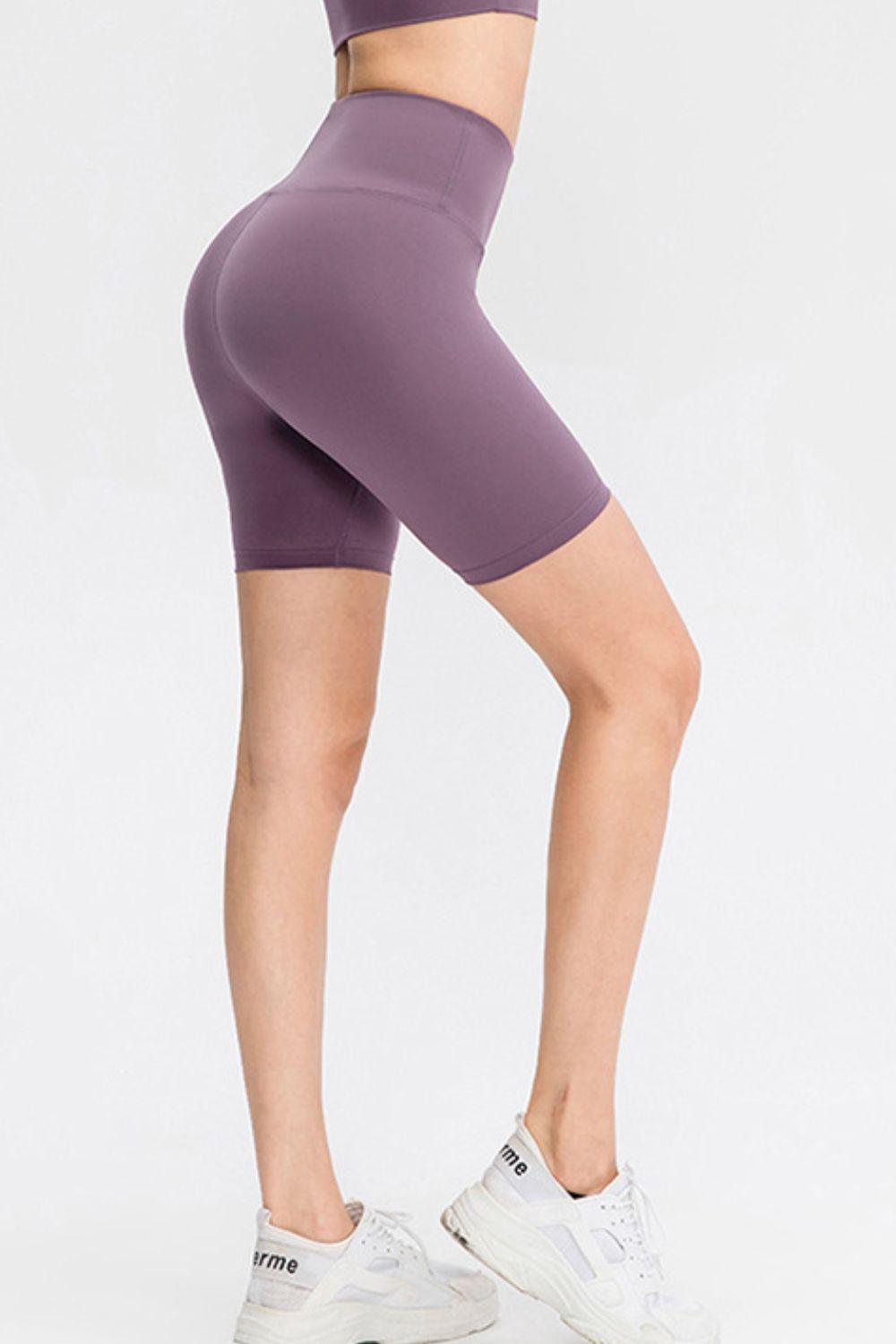 Slim Fit Wide Waistband Sports Shorts - Clothes For Her Online Store