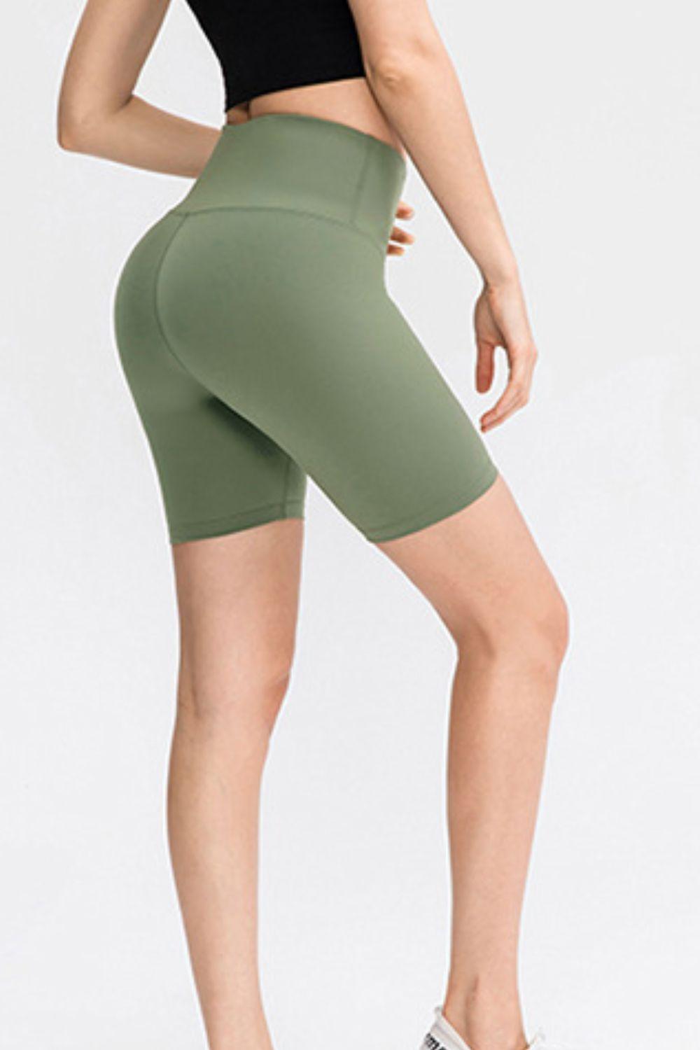 Slim Fit Wide Waistband Sports Shorts - Clothes For Her Online Store