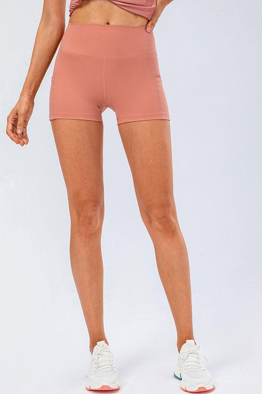 Slim Fit Wide Waistband Sports Shorts - Clothes For Her Online Store