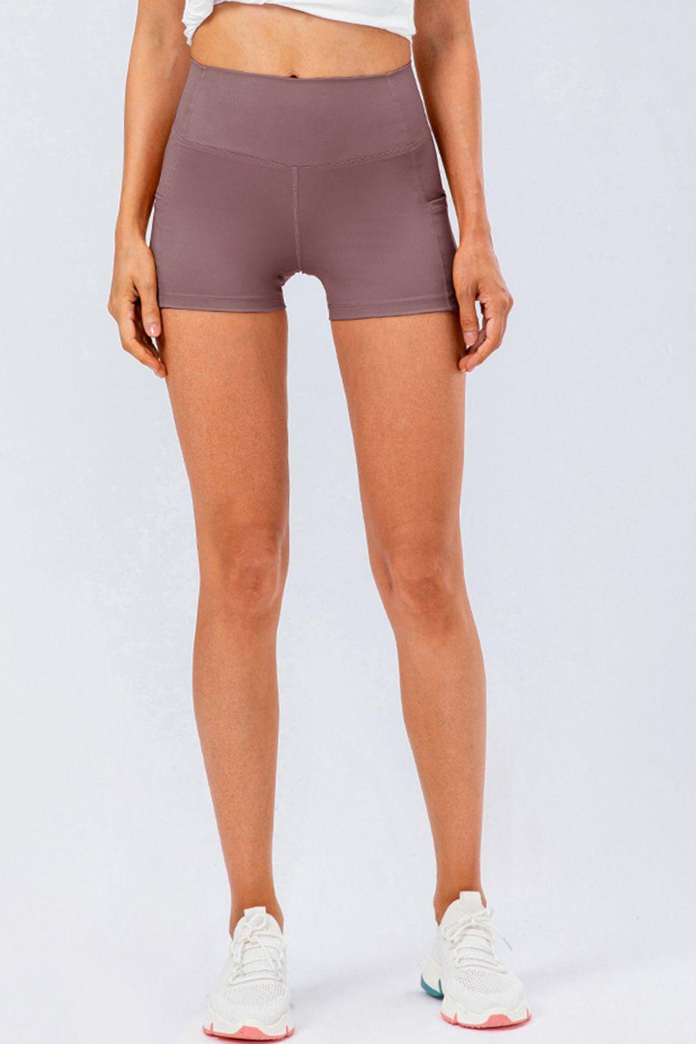 Slim Fit Wide Waistband Sports Shorts - Clothes For Her Online Store