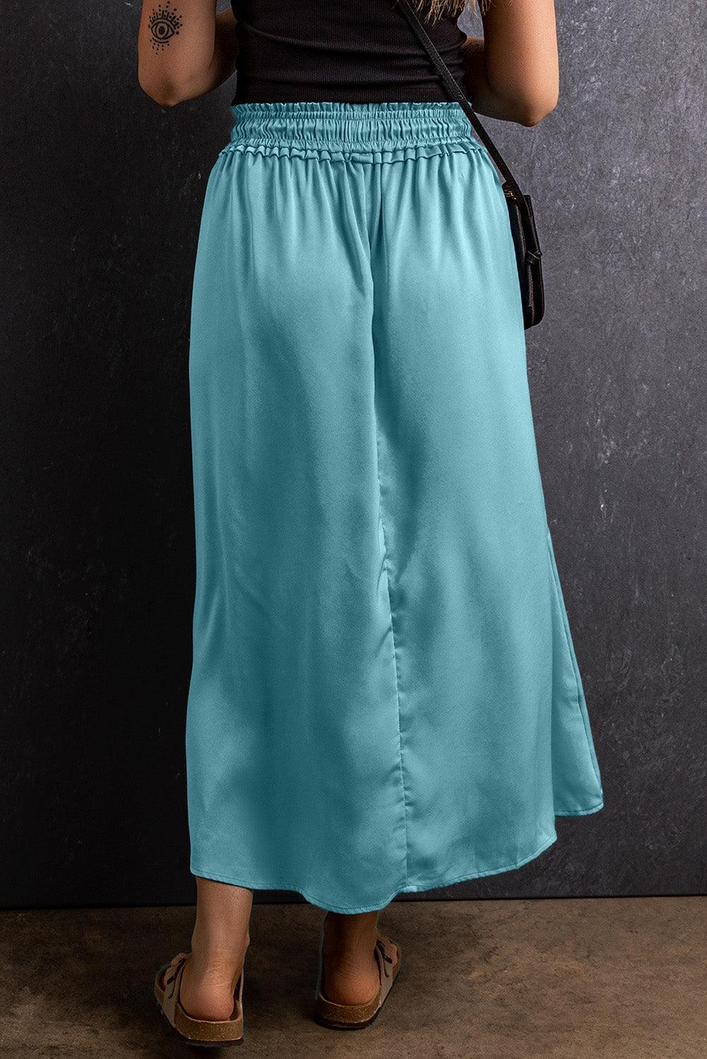 Slit Drawstring Elastic Waist Skirt - Clothes For Her Online Store