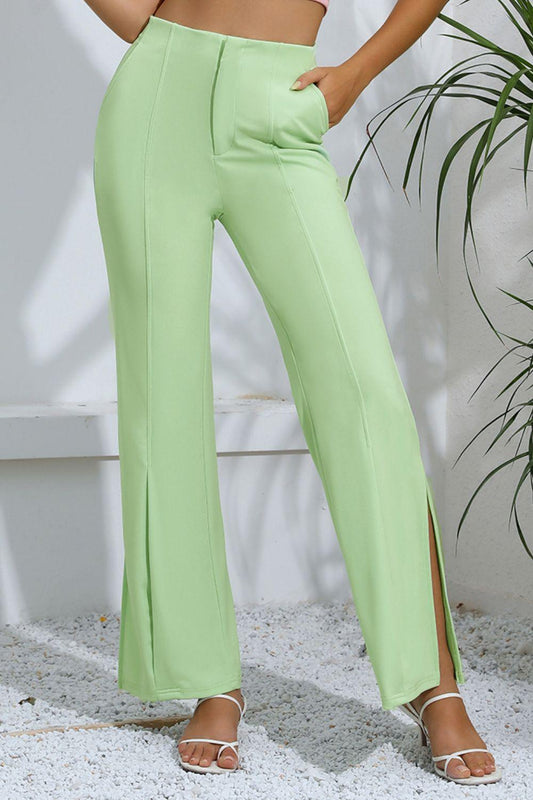 Slit High-Rise Flare Pants - Clothes For Her Online Store