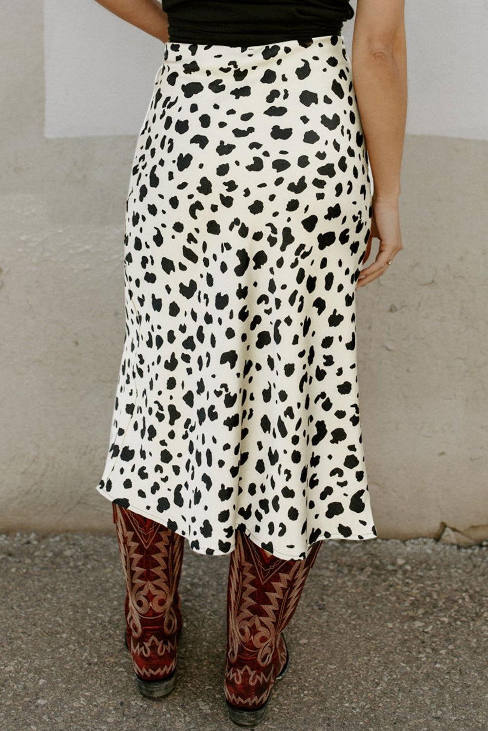 Slit Printed Midi Skirt - Clothes For Her Online Store