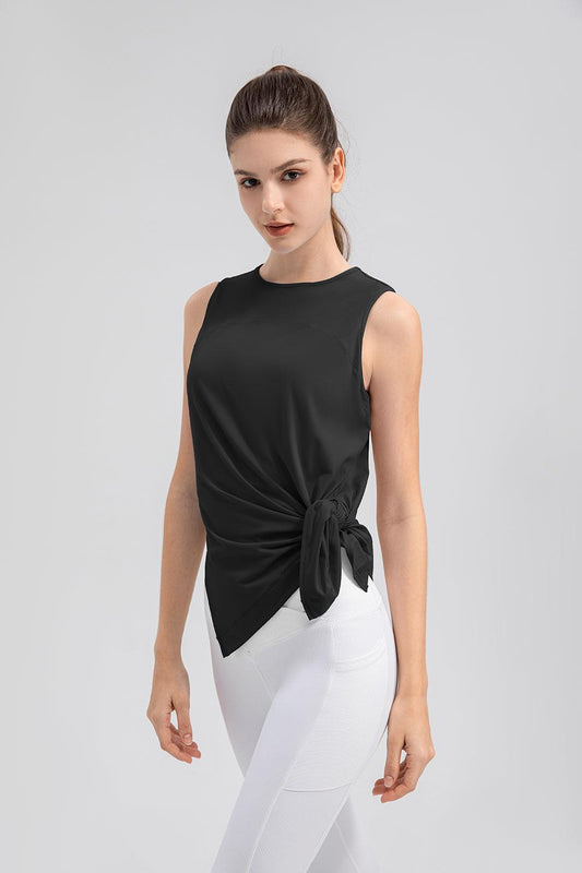 Slit Round Neck Tank - Clothes For Her Online Store