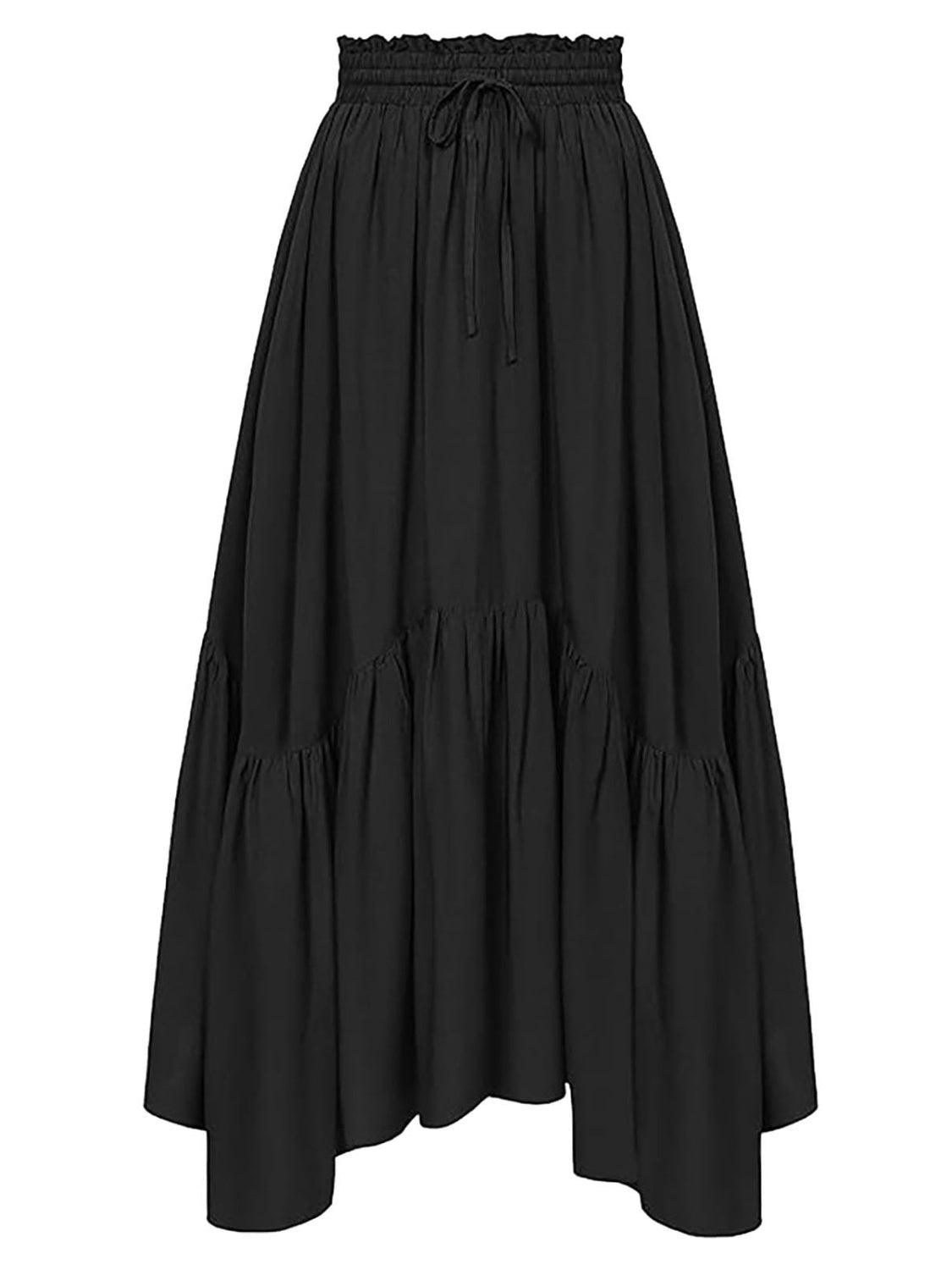 Smocked Waist Band Ruched Layered Skirt - Clothes For Her Online Store