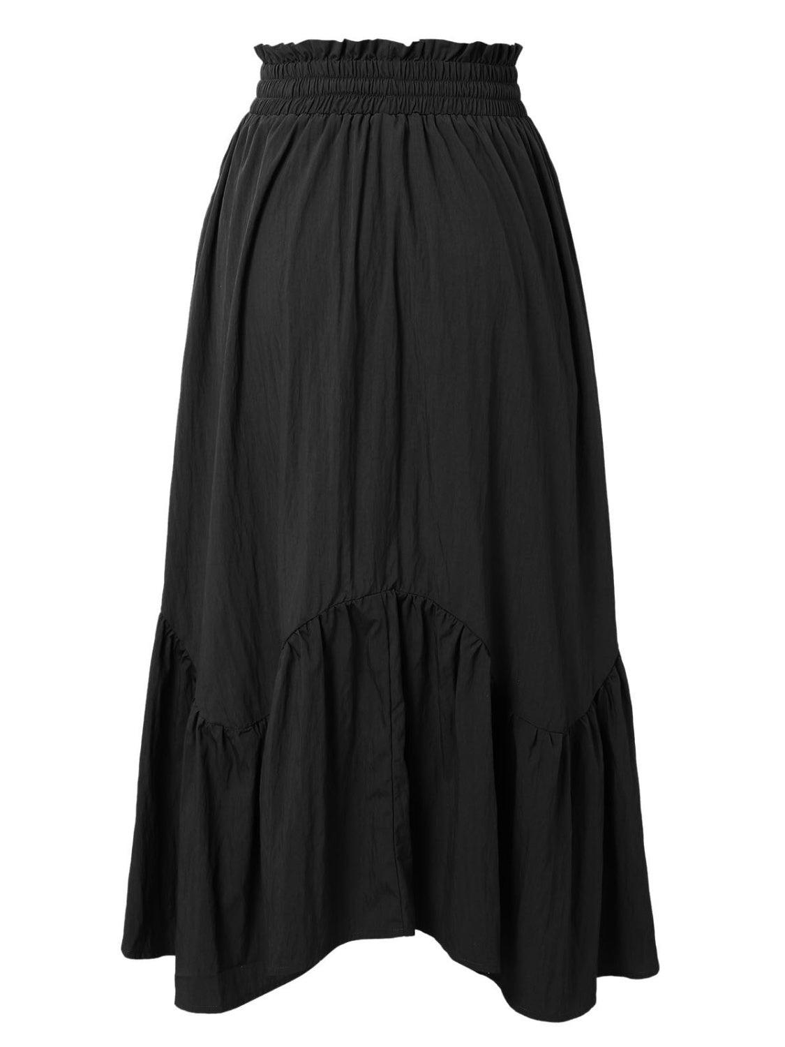 Smocked Waist Band Ruched Layered Skirt - Clothes For Her Online Store