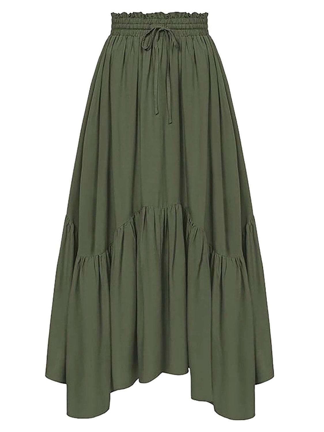 Smocked Waist Band Ruched Layered Skirt - Clothes For Her Online Store