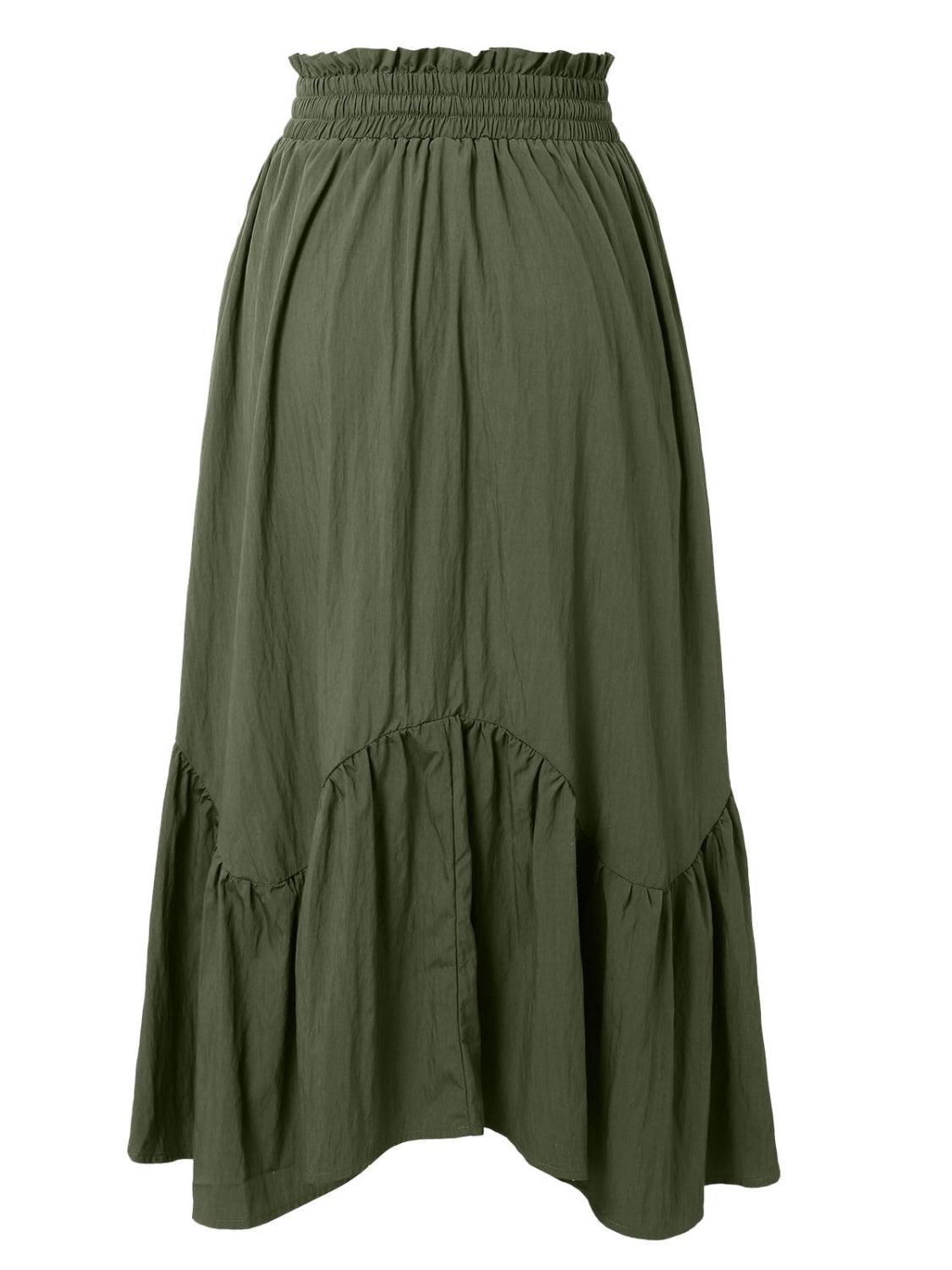 Smocked Waist Band Ruched Layered Skirt - Clothes For Her Online Store