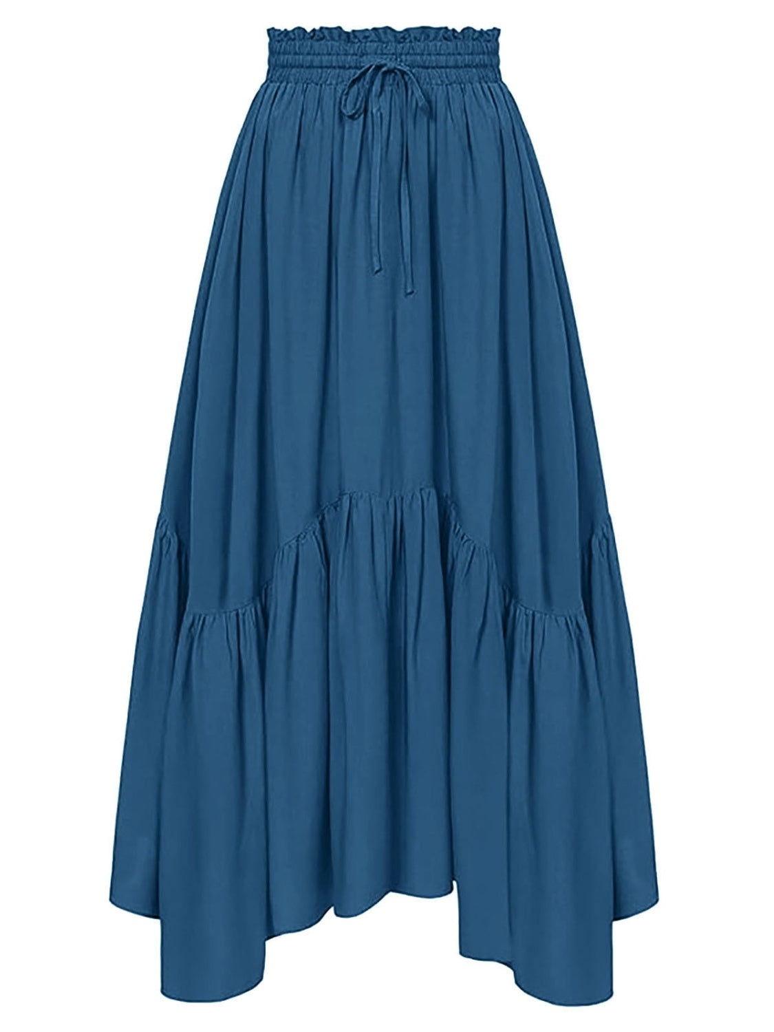 Smocked Waist Band Ruched Layered Skirt - Clothes For Her Online Store