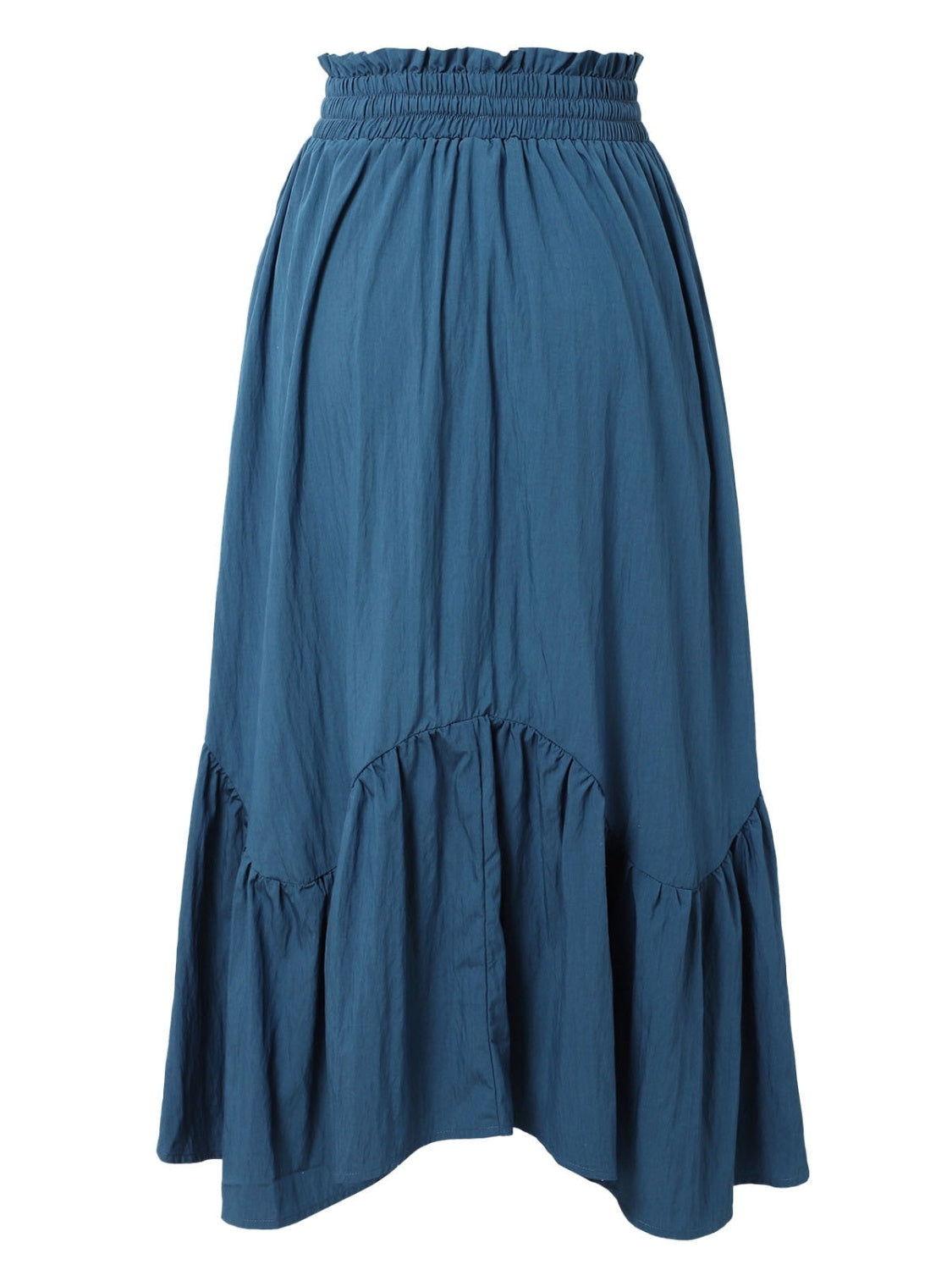 Smocked Waist Band Ruched Layered Skirt - Clothes For Her Online Store