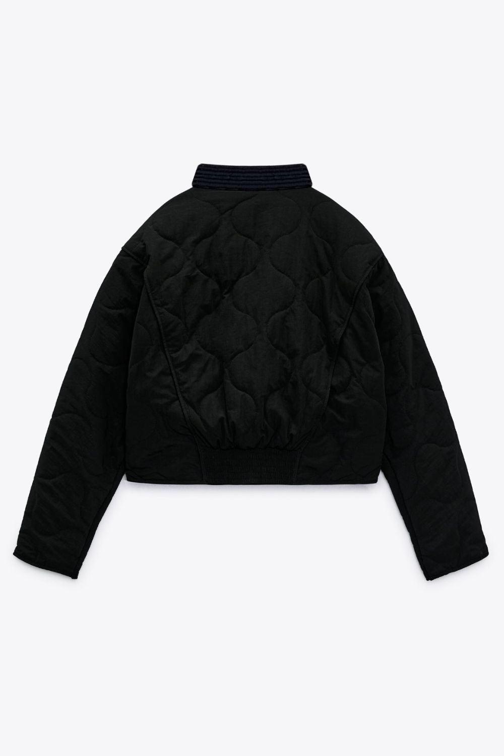 Snap Down Baseball Collar Jacket - Clothes For Her Online Store