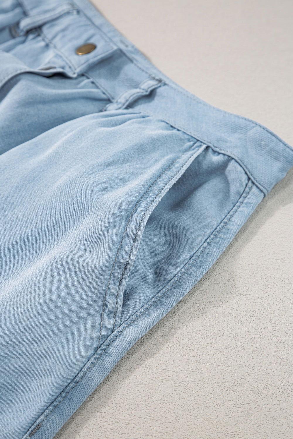 Snap Down High Waist Denim Skirt - Clothes For Her Online Store