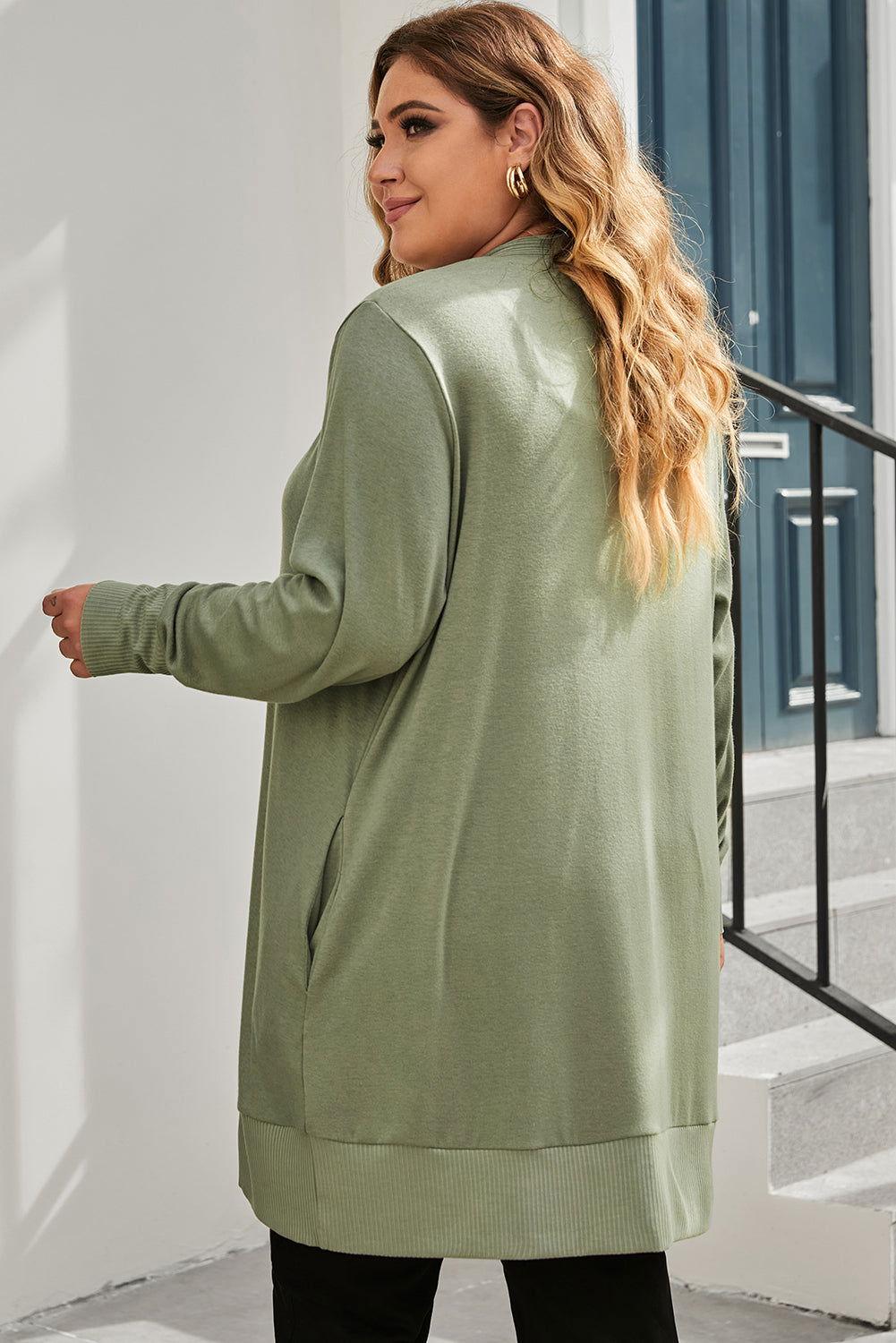 Snap Up V-Neck Long Sleeve Cardigan with Pockets - Clothes For Her Online Store