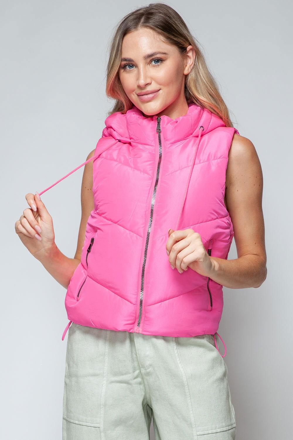 Snobbish Zip Up Quilted Hooded Vest - Clothes For Her Online Store