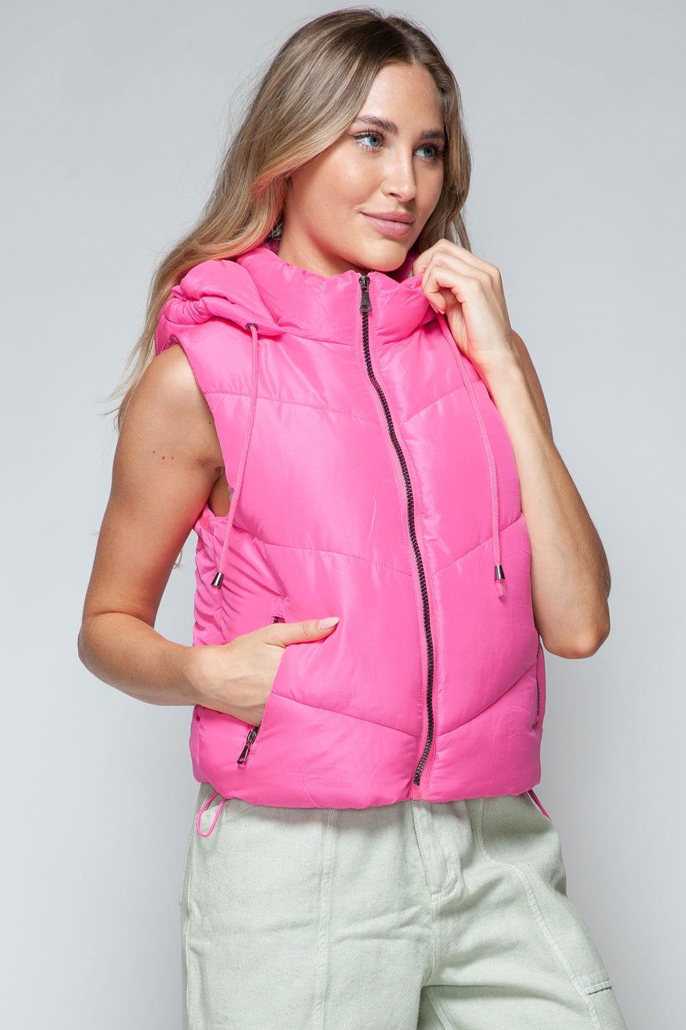 Snobbish Zip Up Quilted Hooded Vest - Clothes For Her Online Store
