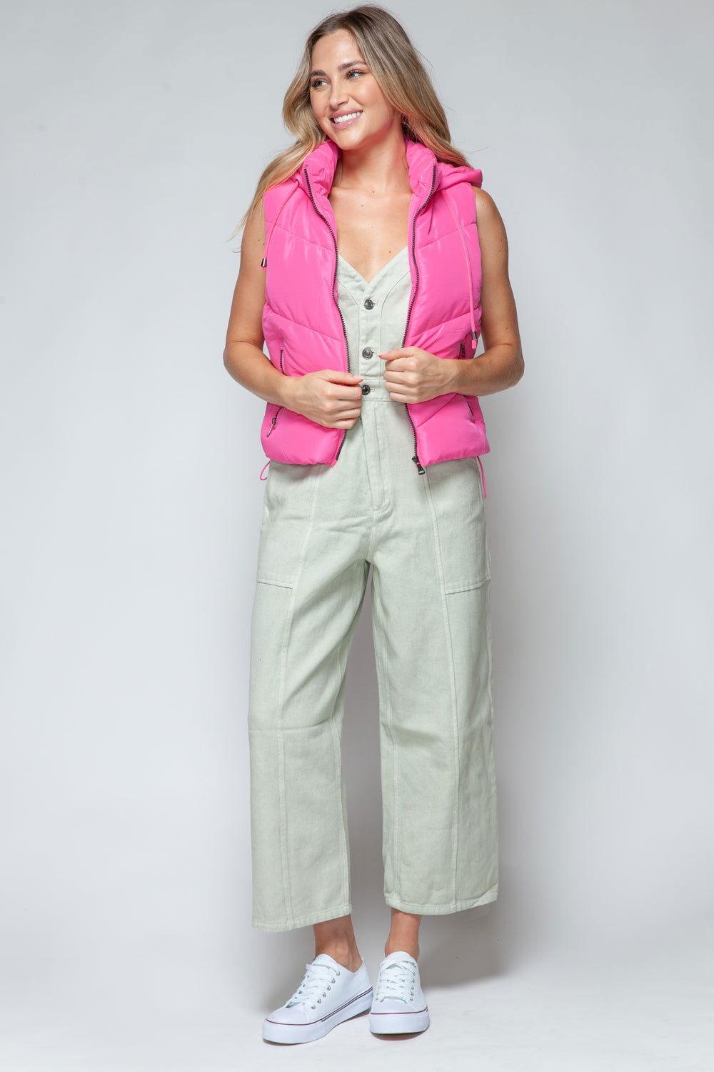 Snobbish Zip Up Quilted Hooded Vest - Clothes For Her Online Store