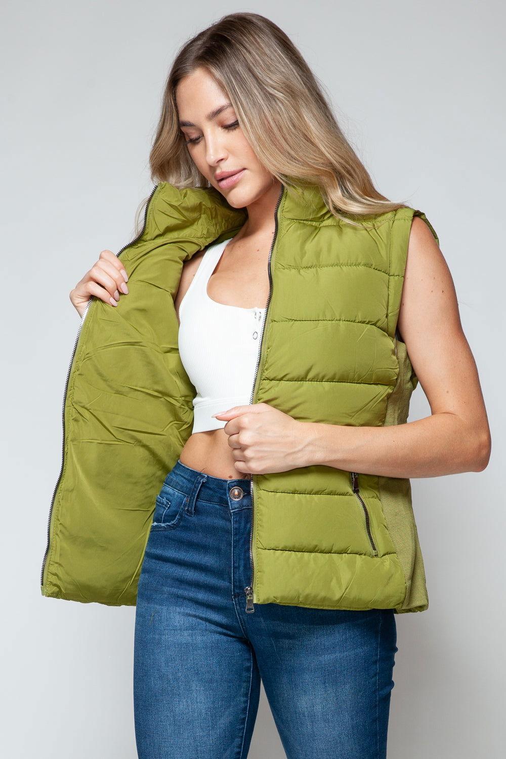 Snobbish Zip Up Turtleneck Vest with Pockets - Clothes For Her Online Store