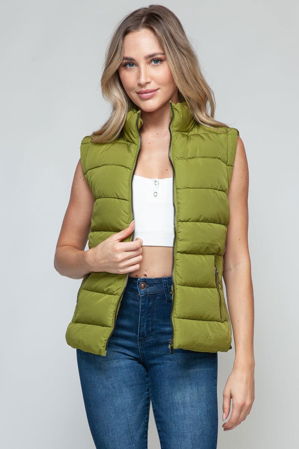 Snobbish Zip Up Turtleneck Vest with Pockets - Clothes For Her Online Store