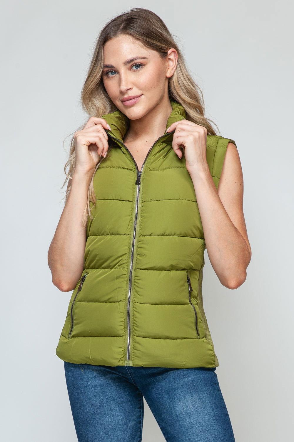 Snobbish Zip Up Turtleneck Vest with Pockets - Clothes For Her Online Store