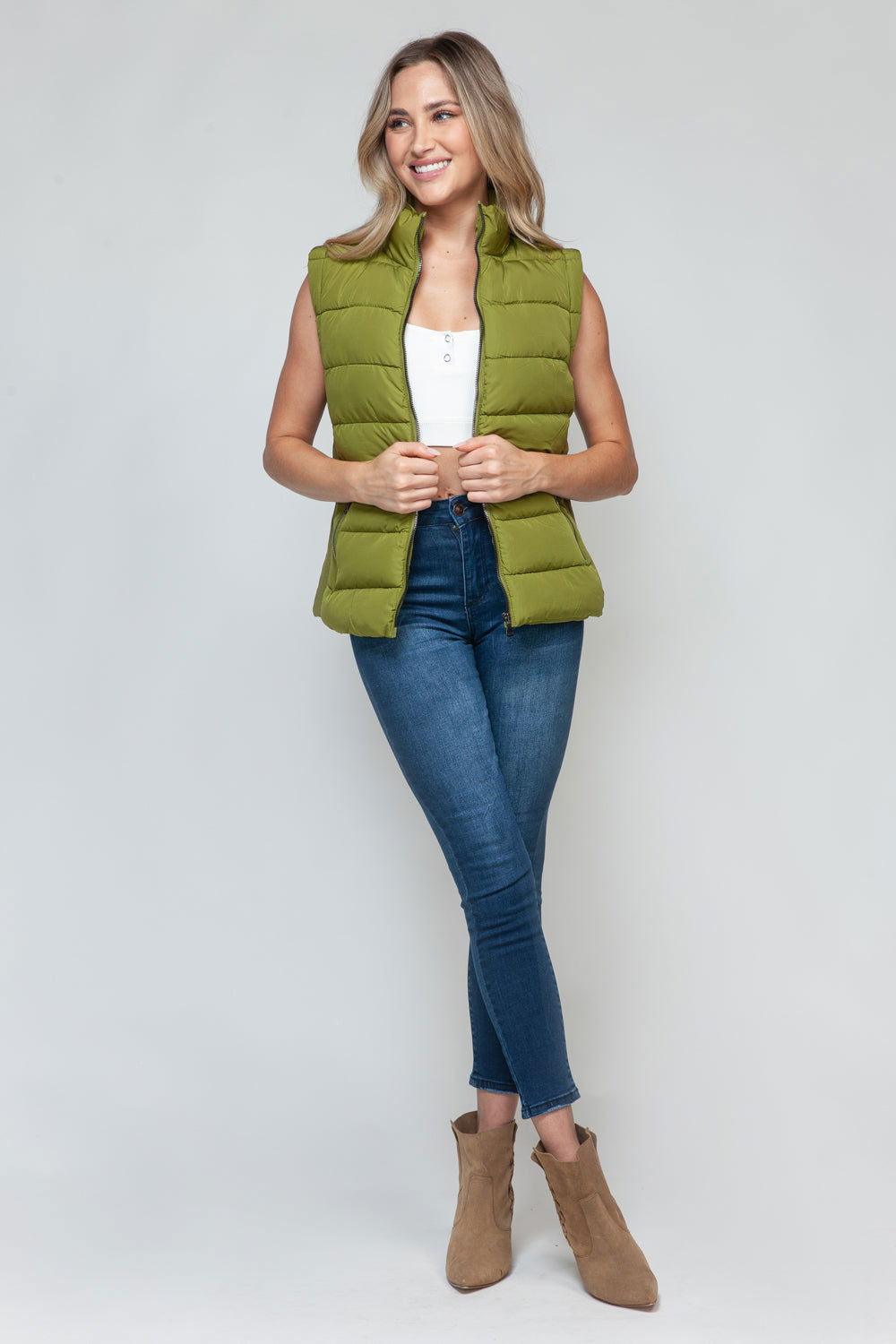Snobbish Zip Up Turtleneck Vest with Pockets - Clothes For Her Online Store