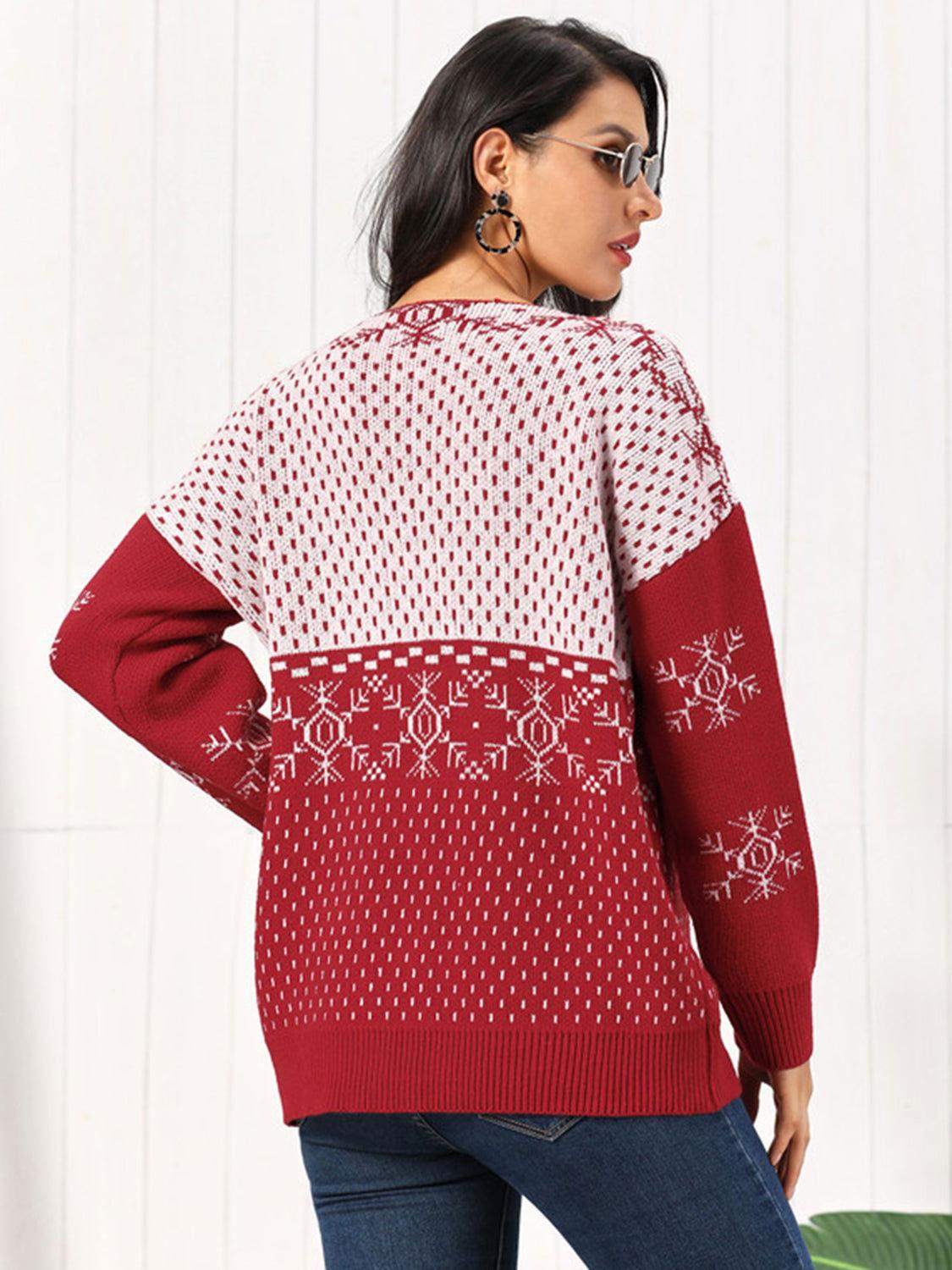 Snowflake Button Down Cardigan - Clothes For Her Online Store