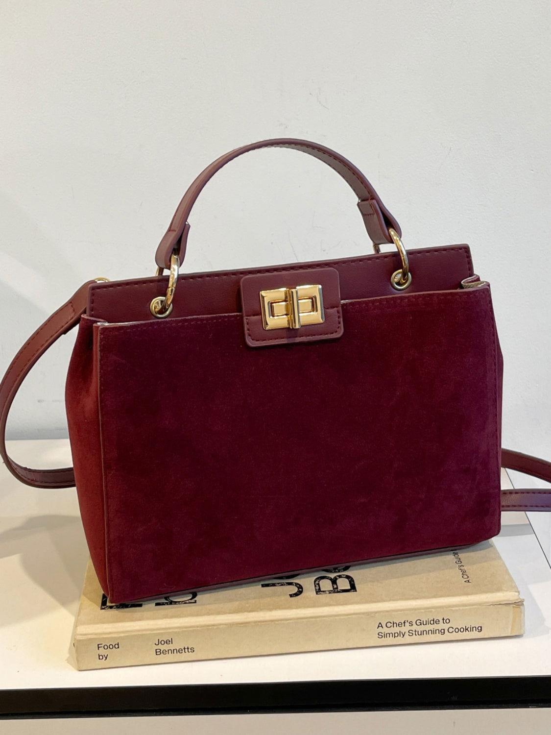 Solid Color Handbag with Removable Strap - Clothes For Her Online Store