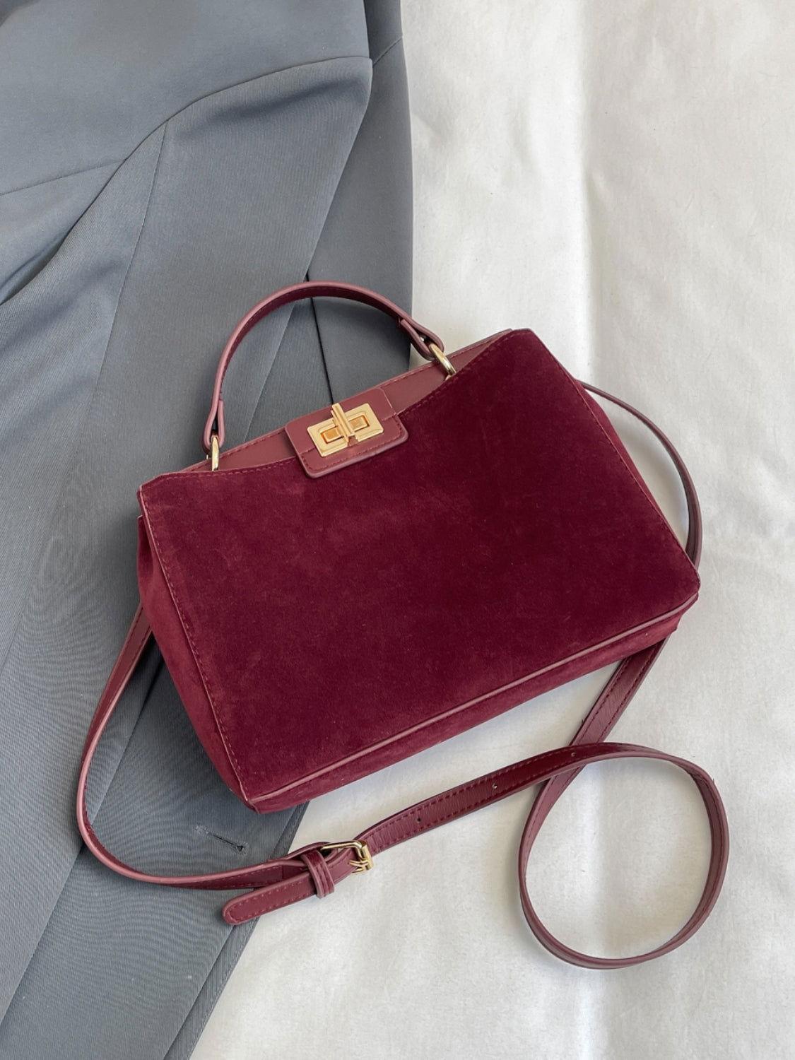 Solid Color Handbag with Removable Strap - Clothes For Her Online Store
