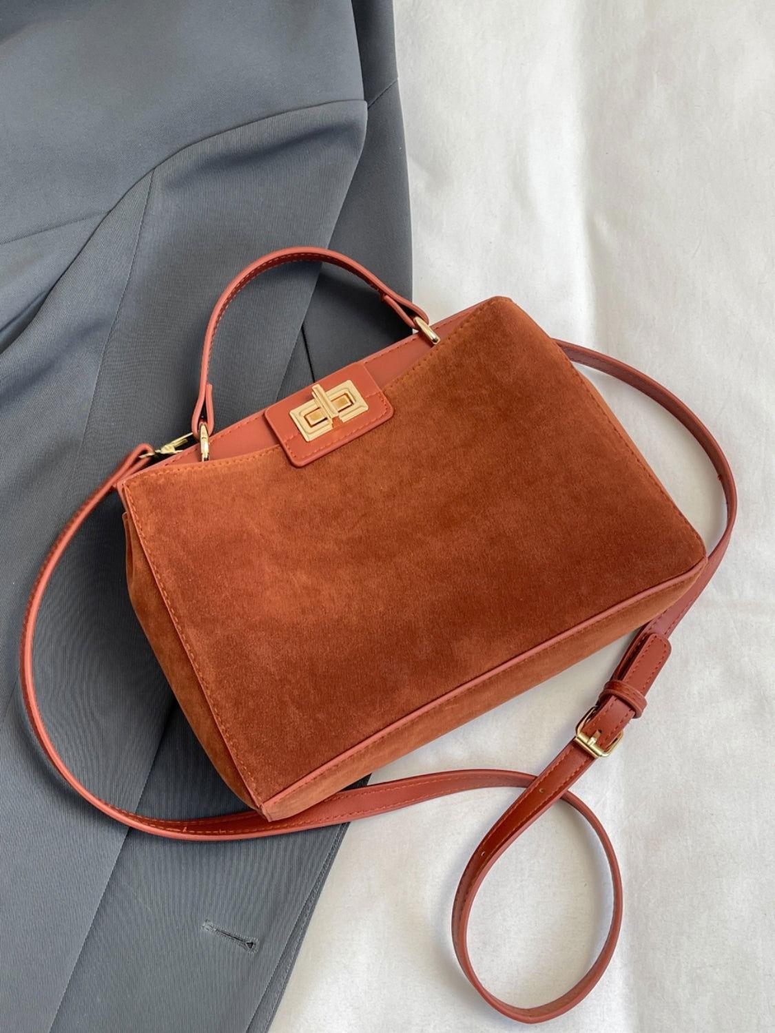 Solid Color Handbag with Removable Strap - Clothes For Her Online Store