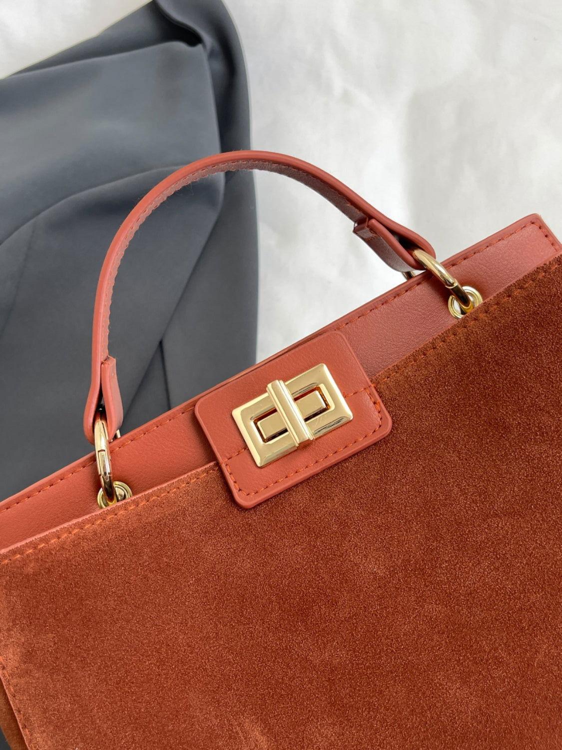 Solid Color Handbag with Removable Strap - Clothes For Her Online Store