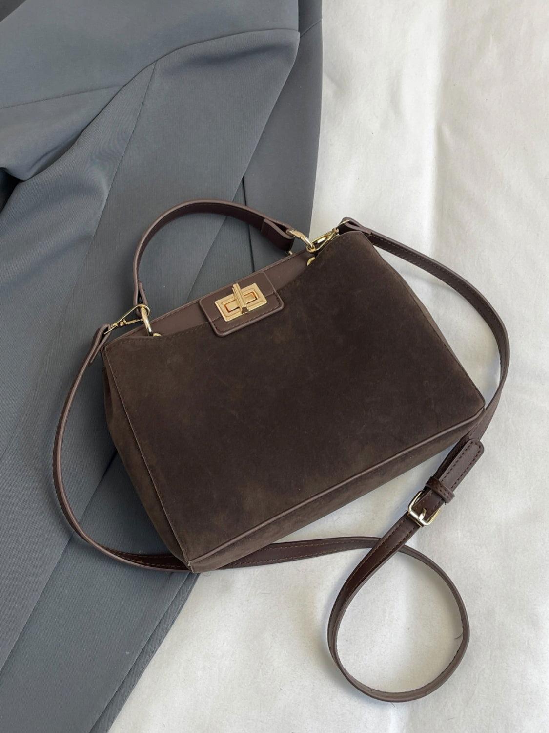Solid Color Handbag with Removable Strap - Clothes For Her Online Store