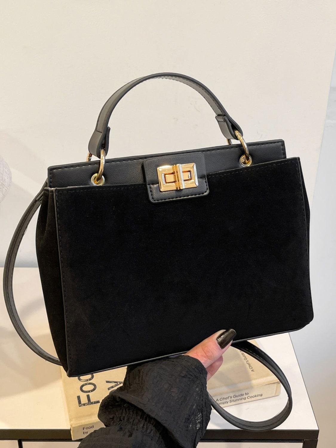 Solid Color Handbag with Removable Strap - Clothes For Her Online Store