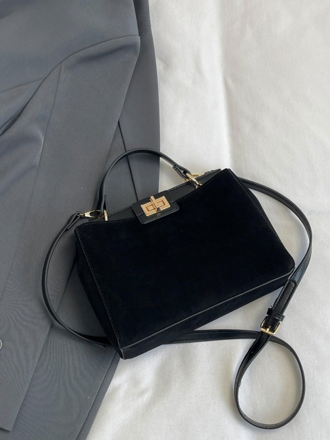 Solid Color Handbag with Removable Strap - Clothes For Her Online Store