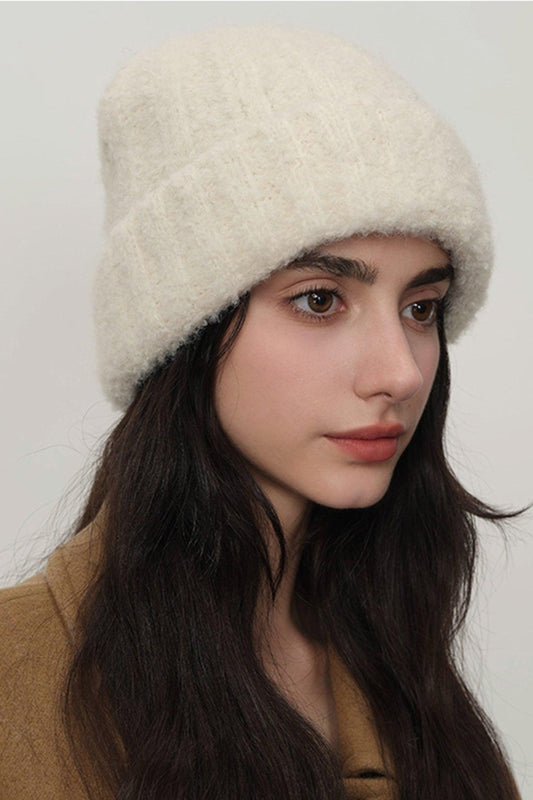 Solid Color Thermal Knit Hat - Clothes For Her Online Store