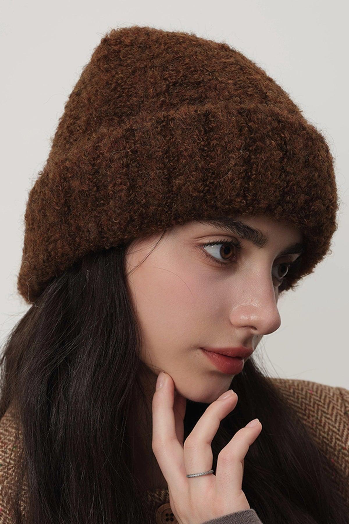 Solid Color Thermal Knit Hat - Clothes For Her Online Store
