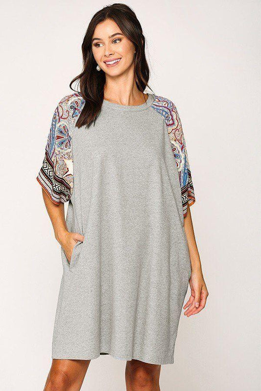 Solid Side Pocket Shift Dress - Clothes For Her Online Store