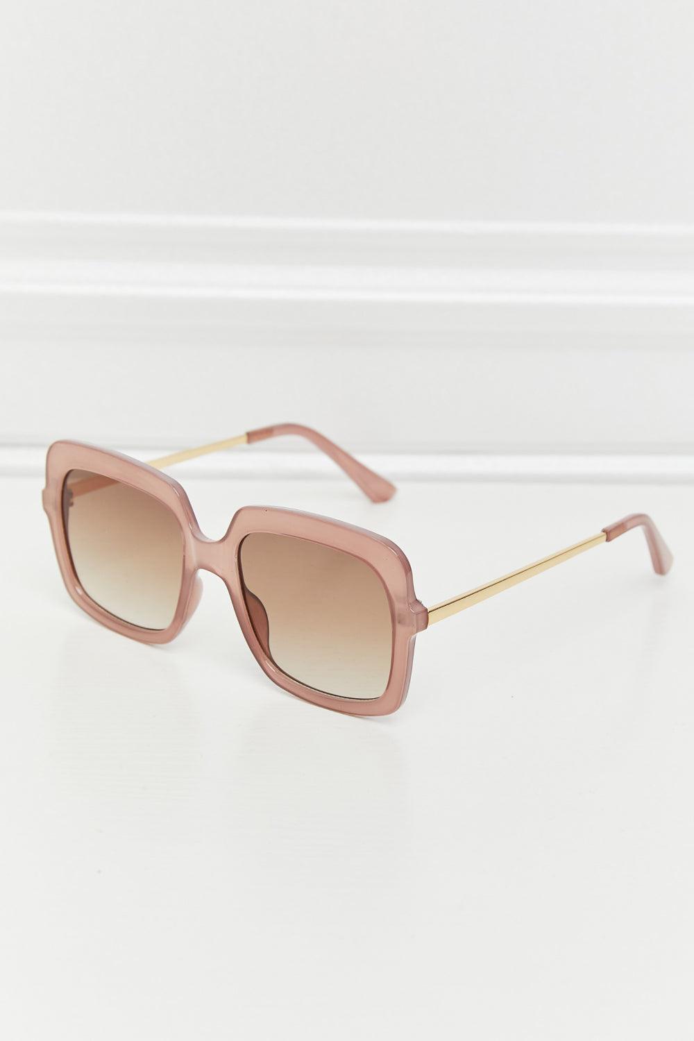 Square Metal-Plastic Hybrid Temple Sunglasses - Clothes For Her Online Store