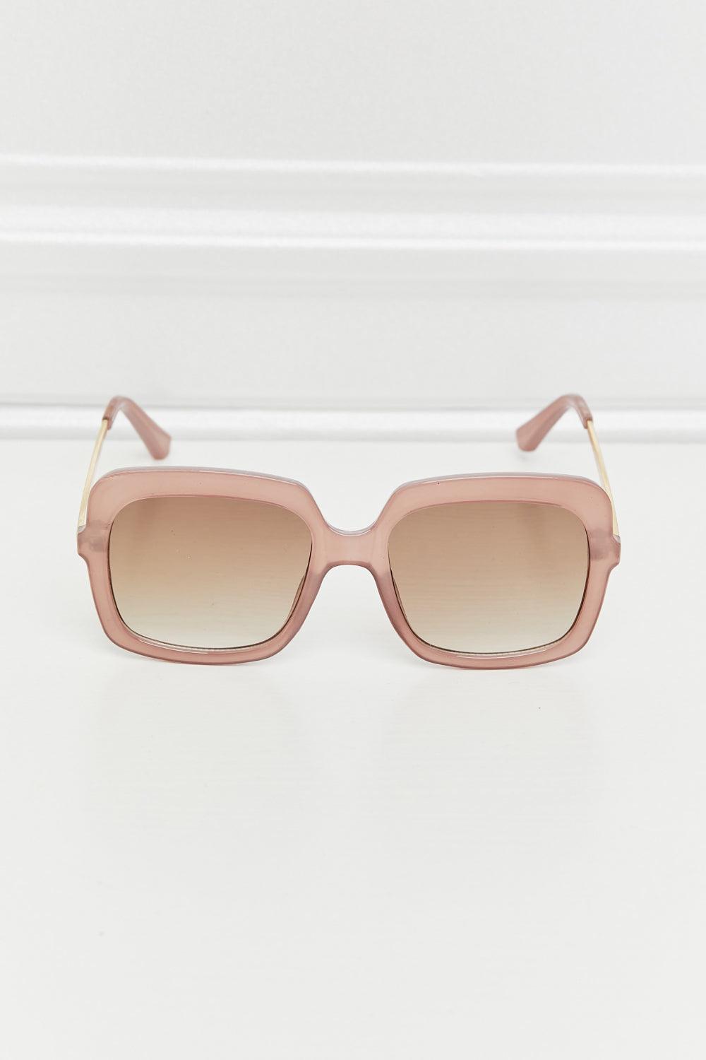 Square Metal-Plastic Hybrid Temple Sunglasses - Clothes For Her Online Store
