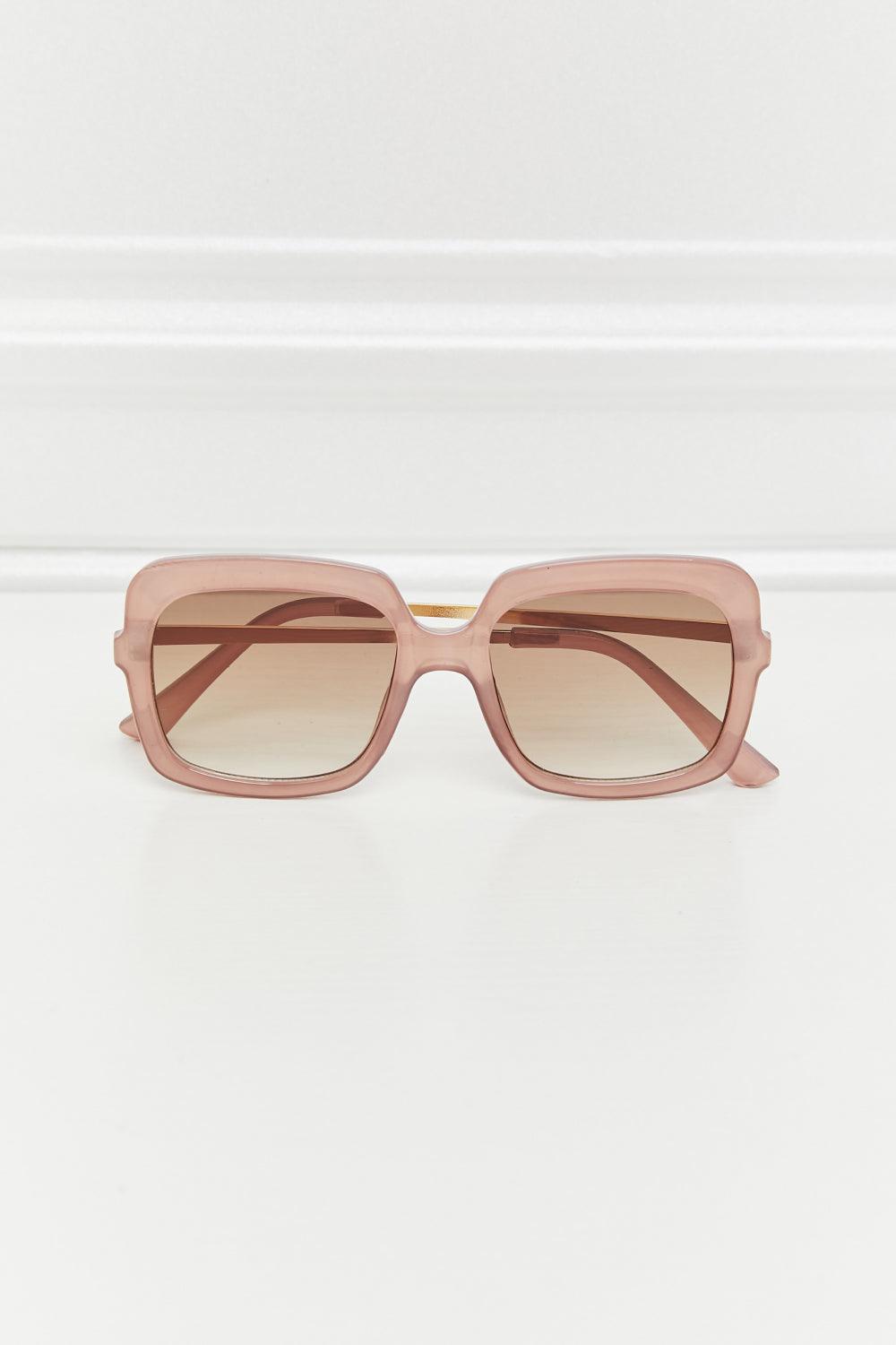 Square Metal-Plastic Hybrid Temple Sunglasses - Clothes For Her Online Store