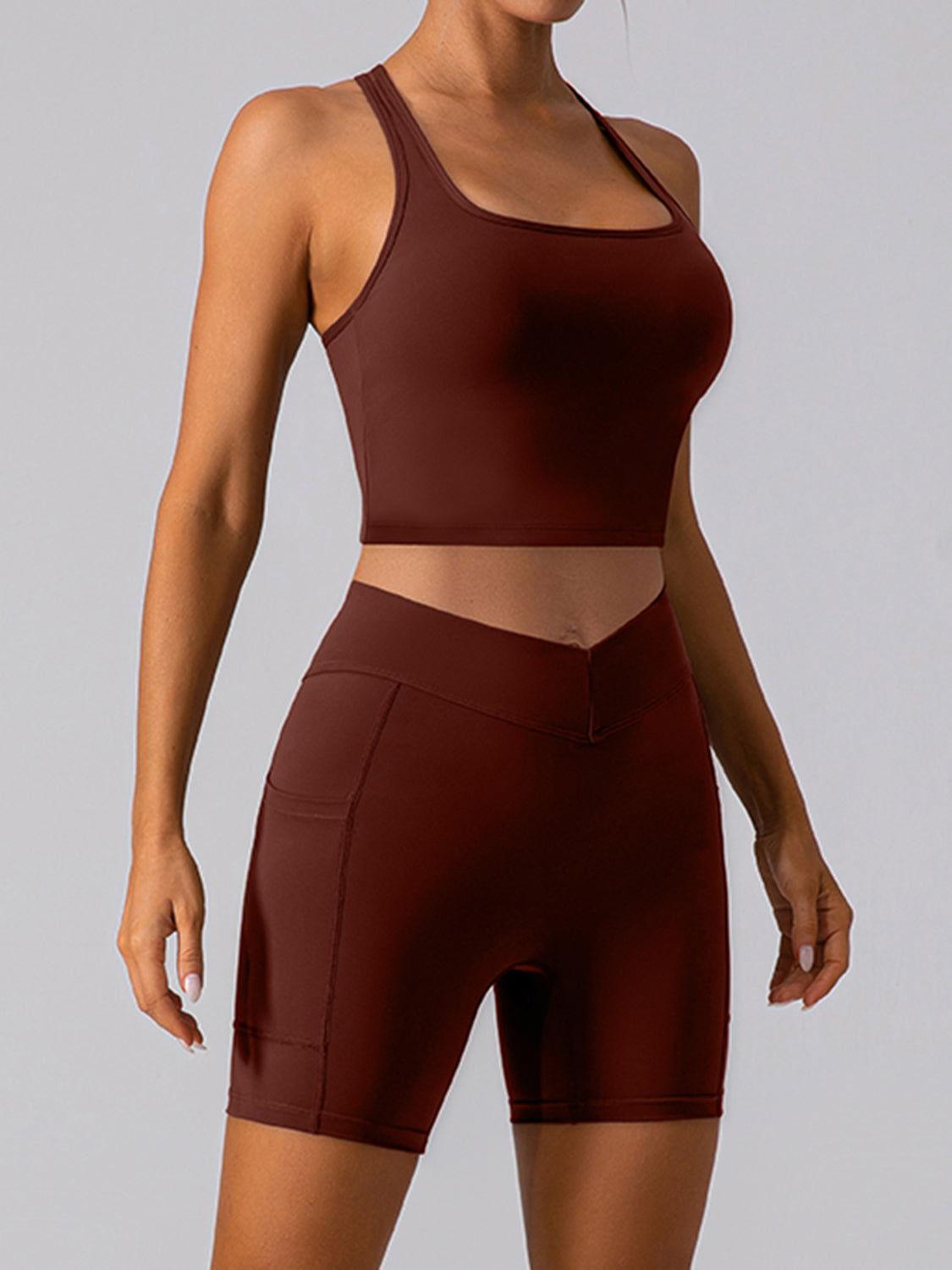 Square Neck Racerback Cropped Tank - Clothes For Her Online Store