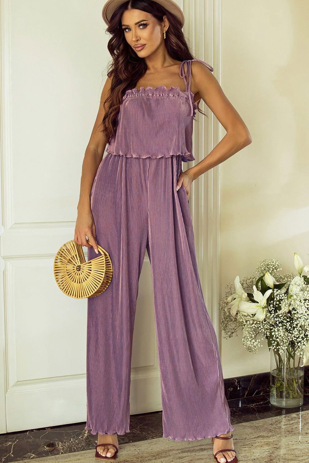 Square Neck Spaghetti Strap Jumpsuit - Clothes For Her Online Store